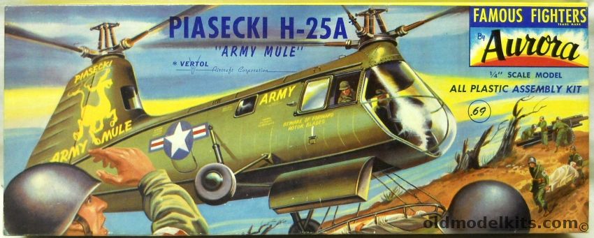Aurora 1/48 Piasecki H-25A Army Mule - US Air Force / Army / Navy / Marines, 502-69 plastic model kit