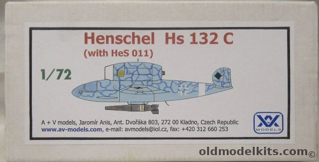 AV Models 1/72 Henschel HS-132 C - With HeS 011 - (HS132C), AV139 plastic model kit