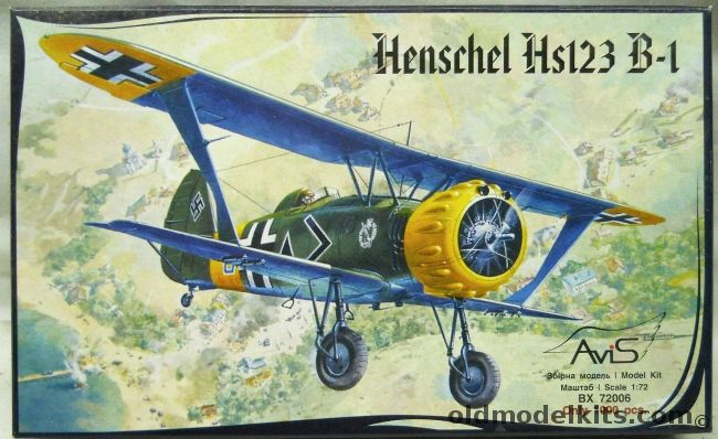 Avis 1/72 Henschel Hs-123 B-1 - Luftwaffe 4/SchG 2 Russia 1942 / 8/SchG 1 Russia 1942, BX72006 plastic model kit