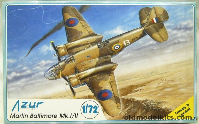 Azur 1/72 Martin Baltimore Mk.I/II - RAF No. 1 Middle East Training Squadron El Ballah 1942 / Western Desert Mid 1942 / Malta 1942, A025 plastic model kit