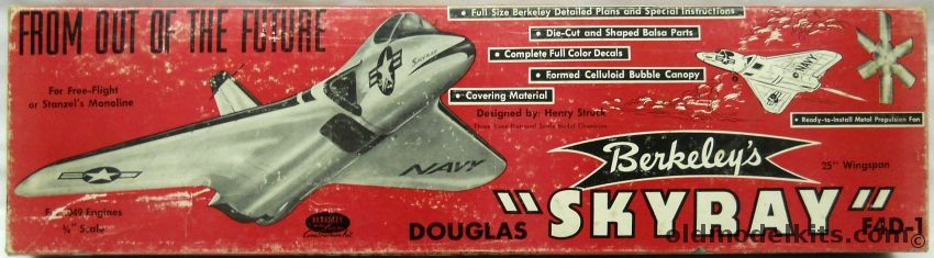 Berkeley 1/16 Douglas F4D-1 Skyray - Ducted Fan Flying Model Airplane Kit - (F4D1), 4-15 plastic model kit