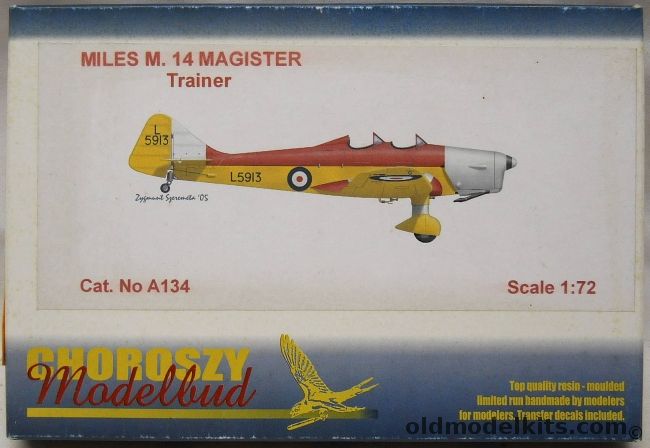 Choroszy 1/72 Miles M-14 Magister Trainer - With Two Aftermarket Decal Sets / Aeroclub Aftermarket Parts / Injection Molded Standard Landing Gear Parts and Windscreens, A134 plastic model kit