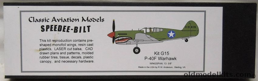 Classic Aviation Models P-40F Warhawk Speedee-Bilt Flying Aircraft - (ex Monogram), G15 plastic model kit