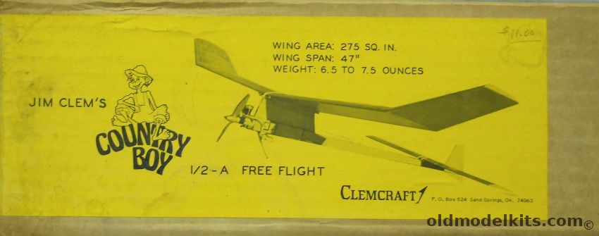 Clemcraft Jim Clems Country Boy - 47 Inch Wingspan 1/2A Free Flight Aircraft plastic model kit