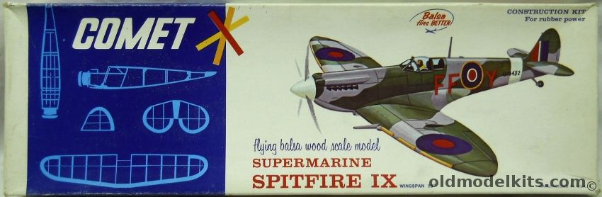 Comet Supermarine Spitfire IX - 20 Inch Wingspan Flying Balsa Airplane Model, 3402 plastic model kit
