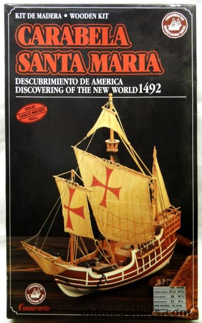 Constructo 1/55 Carabela Santa Maria 1492 Columbus Flagship - 14.76 Inch Long Wooden Ship, 80606 plastic model kit