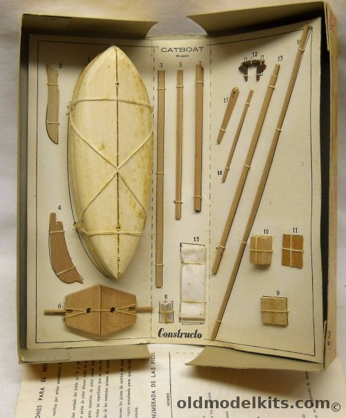 Constructo Catboat - 10 Inch Long Wooden Ship Model, R-401 plastic model kit