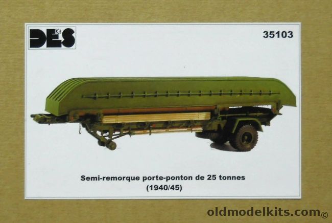 DES 1/35 25 Ton Pontoon Bridge Semi-Trailer1940-1945 - Semi-Remorque Porte-Ponton de 25 Tonnes, 35103 plastic model kit