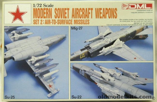 DML 1/72 TWO Modern Soviet Aircraft Weapons Set 2 Air-To-Surface Missiles - For Mig-27  Su-22  Su-24  Su-25., 2505 plastic model kit