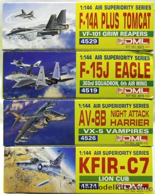 DML 1/144 F-14A Plus Tomcat / F-15J Eagle / AV-8B Night Attack Harrier / Kfir C-7, 4529 plastic model kit