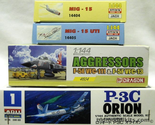 Dragon 1/144 Aggressors F-5E And F-5F / Attack Mig-15 UTI / Attack Mig-15 / Arii P-3C Orion, 4604 plastic model kit