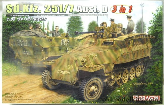 Dragon 1/35 Sd.Kfz. 251/7 Ausf. D - 3 In 1 Issue With A Choice Of Pioneerpanzerwagen / Pioneerpanzerwagen Command / Pioneerpanzerwagen With 2.8cm sPzB 41 Anti-Tank Gun, 6223 plastic model kit