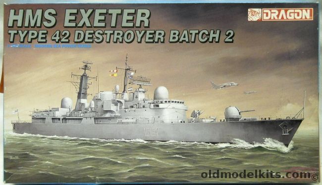 Dragon 1/700 TWO HMS Exeter Type 42 Destroyer Batch 2 - With Decals For Southhampton / Nottingham / Liverpool / Birmingham / Cardiff / Newcastle / Glasgow, 7020 plastic model kit