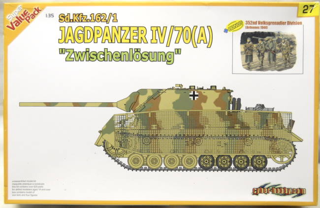 Dragon 1/35 Cyber-Hobby Sd.Kfz.162/1 Jagdpanzer IV/70(A) Zwischenlosung Plus 352nd Volksgrenadier Division Figures Ardennes 1944, 9127 plastic model kit