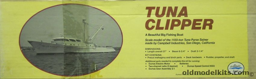 Dumas Tuna Clipper - Tuna Purse Seiner - With Dumas Motor And Speed Control - 37 Inches Long for R/C or Display, 1204 plastic model kit