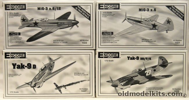 Encore 1/72 Mig-3 x.6/12 With True Details Resin / Mig-3 z.6 With True Details Resin / Yak-9D / Yak-9 DD/T/K, 1022 plastic model kit