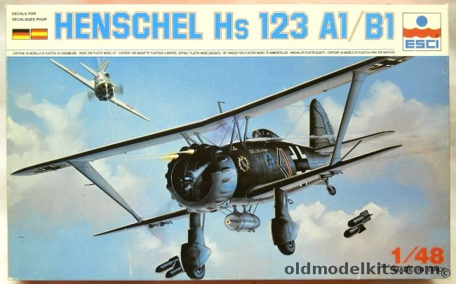 ESCI 1/48 Henschel HS-123 A-1 - Spanish Civil War or Luftwaffe, 4001 plastic model kit