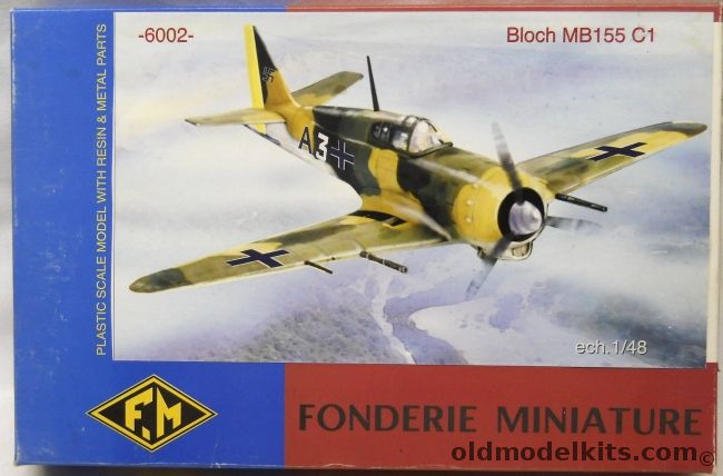 FM 1/48 Bloch MB-155 C-1 - French Air Force Groupe de Chasse I/8 / Groupe de Chasse II/B 4e Escadrille 1941 / Captured Luftwaffe Evaluation Aircraft 1941/42, 6002 plastic model kit
