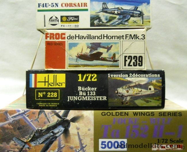 Fujimi 1/72 F4U-5N Corsair  (F4U5N) / Frog Hornet F.Mk.3 / Heller Bucker Bu-133 Jungmesiter / DML Focke-Wulf Ta-152 H-1, FC-11-50 plastic model kit