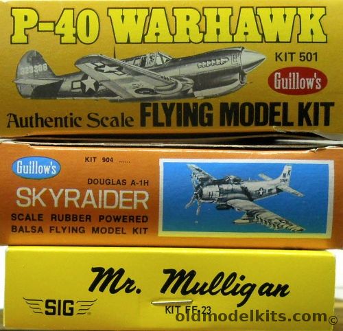 Guillows Curtiss P-40 Warhawk And Douglas A-1H Skyraider And SIG Mr. Mulligan, 501 plastic model kit