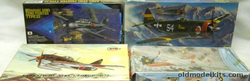 Hasegawa 1/72 Mitsubishi A6M3 Zero Fighter Type 22 / P-47D Thunderbolt / Cap Croix Du Sud Mig-3 / MPM Kawanishi N1K1 George, 00002 plastic model kit