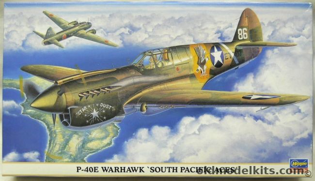 Hasegawa 1/48 P-40E Warhawk South Pacific Aces - 9th FS 49th FG Lt. Andrew J Reynolds Darwin Australia Spring 1942 / 9th FS 49th FG Lt. John D Landers New Guinea 1942, 09702 plastic model kit