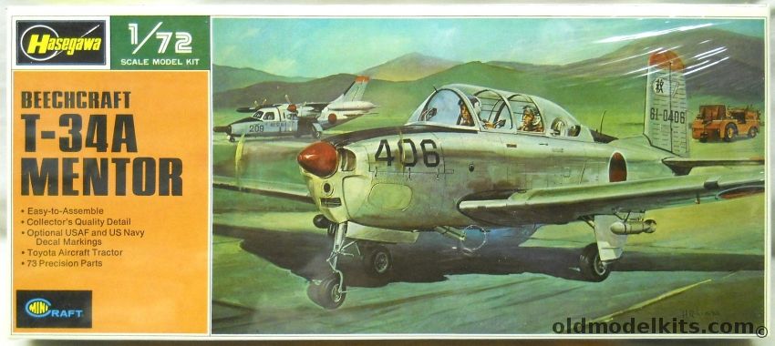 Hasegawa 1/72 Beechcraft T-34A Mentor with Tractor - USAF or US Navy, JS-088 plastic model kit