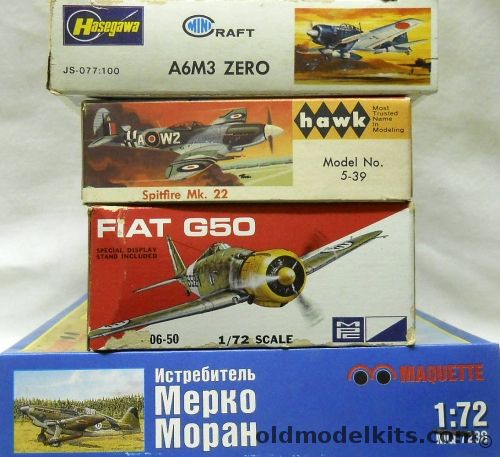 Hasegawa 1/72 A6M3 Type 32 Zero / Hawk Spitfire Mk.22 / MPC Fiat G-50 / Maquette Morko Morane Finnish Fighter, JS-077-100 plastic model kit