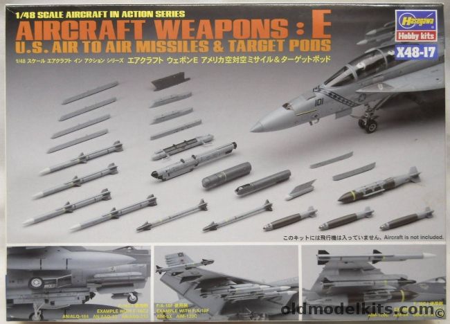 Hasegawa 1/48 Aircraft Weapons E US Air To Air Missiles & Target Pods, X48-17 plastic model kit