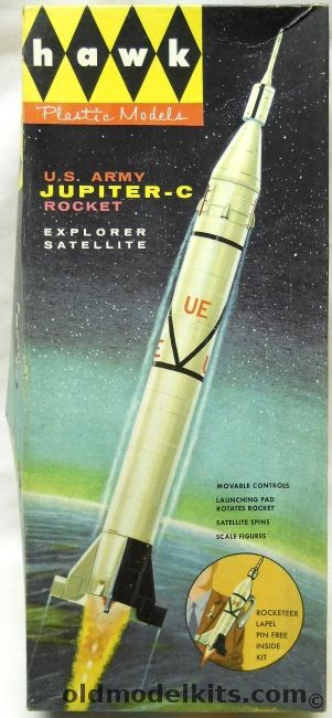 Hawk 1/48 Jupiter-C Rocket - With Explorer Satellite / Launch Pad And Figures, 150 plastic model kit