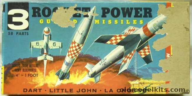 Hawk 1/48 Rocket Power 3 Guided Missiles Dart  Little John  La Crosse, 614-50 plastic model kit
