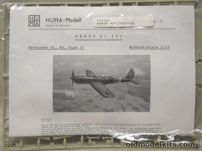Huma Model 1/72 Arado Ar-396 - Bagged, 23 plastic model kit