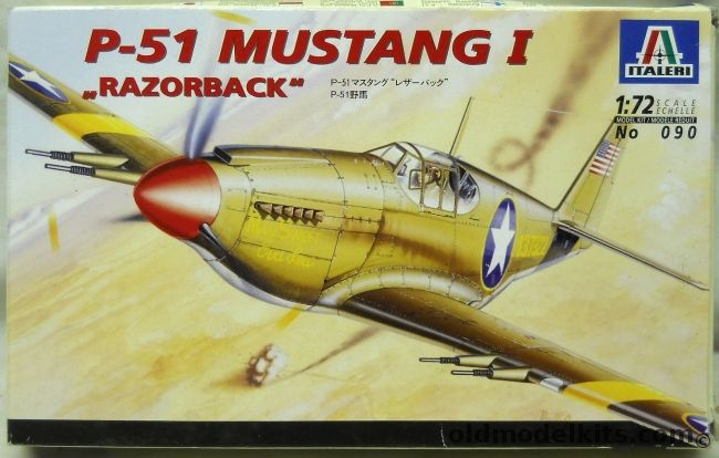 Italeri 1/72 P-51 Mustang I Razorback - USAAF 154th Recon Sq Tunisia 1943 / RAF No. 26 Sq Gatwick 1942, 090 plastic model kit