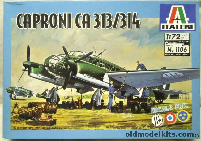 Italeri 1/72 Caproni CA-313 or CA-314 - Ground Attack Aircraft - Italian / Swedish / French Air Forces, 1106 plastic model kit
