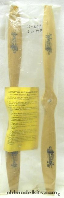 J Zinger Products ONE 13-6 And ONE 13-6-10 Wood Propellers NOS - JZ - Bagged plastic model kit