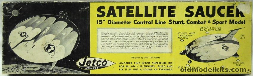 Jetco Satellite Saucer - 15 Inch Diameter Control Line Stunt Combat And Sport Model, CL-4 plastic model kit