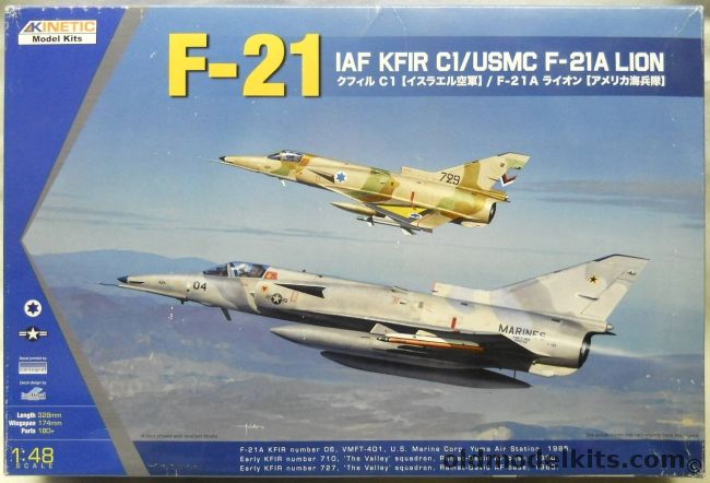 Kinetic 1/48 F-21 IAF Kfir / USMC F-21A Lion - With Aftermarket Parts, K48053 plastic model kit