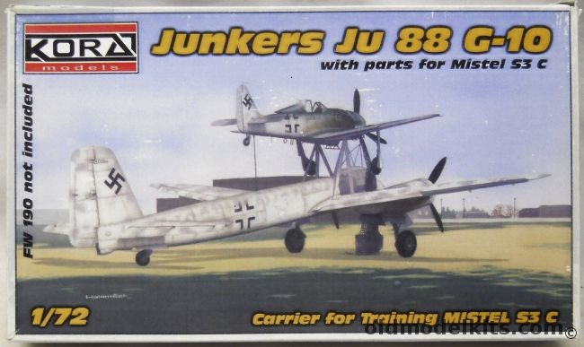 Kora 1/72 Junkers Ju-88 G-10 - With Parts for Mistel S2 C - Carrier For Training Mistel S3 C, 7218 plastic model kit