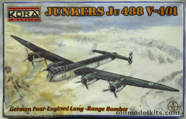 Kora 1/72 Junkers Ju-488 V-401 - German Four Engine Long Range Bomber, 7275 plastic model kit