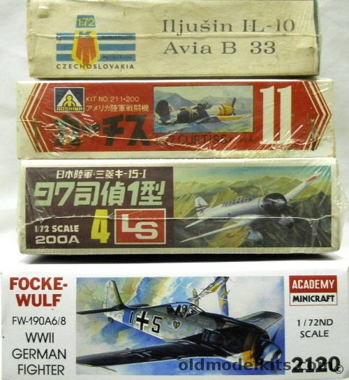 KP 1/72 Ilyushin Il-10  Avia B-33 / Aoshima Curtiss P-36A / LS Ki-51 Babs / Academy FW-190 A6/8 plastic model kit