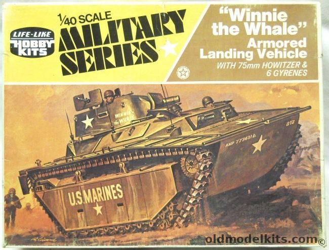 Life-Like 1/40 Winnie the Whale Armored Landing Vehicle - With 75mm Howitzer - (ex Adams), H658-300 plastic model kit