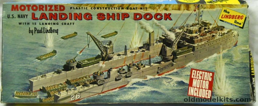 Lindberg 1/288 Landing Ship Dock Motorized - US Navy LSD With 15 Landing Craft - Cellovision Issue, 721M-298 plastic model kit