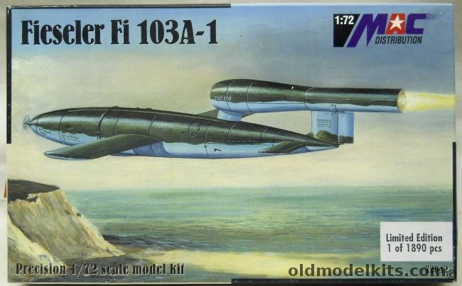 MAC Distribution 1/72 THREE Fieseler Fi-103A-1 - With Ground Dolly - V-1 Missile, 72042 plastic model kit