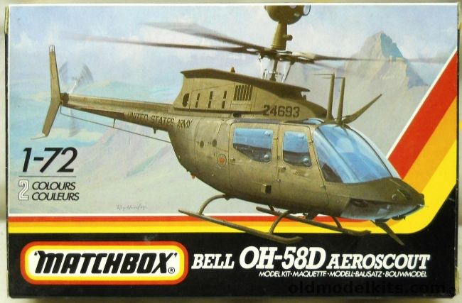 Matchbox 1/72 TWO Bell OH-58D Aeroscout - US Army 1987, PK-43 plastic model kit