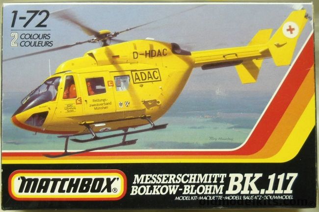 Matchbox 1/72 TWO MBB BK-117  or MBB-Kawaksaki BK-117 - ADAC EMS Service / Aero Asahi Japan, PK-48 plastic model kit
