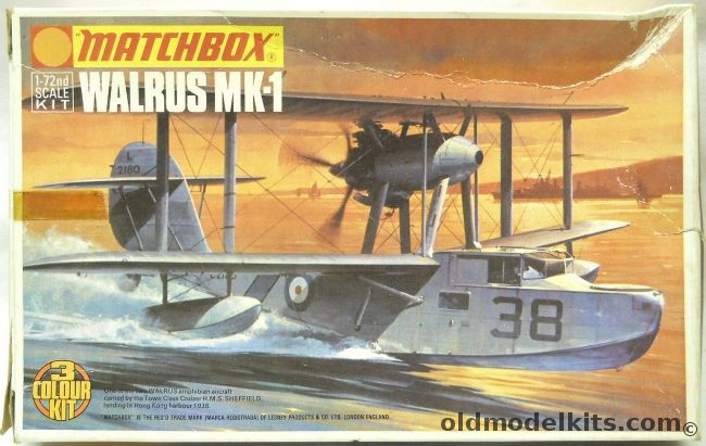 Matchbox 1/72 Supermarine Walrus MK-1 - HMS Sheffield 1938 or 283 Sq RAF Italy 1944, PK105 plastic model kit