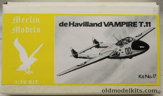 Merlin Models 1/72 deHavilland Vampire T.11 Two Seater, 17 plastic model kit