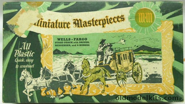 Miniature Masterpieces 1/48 Wells Fargo Stage Coach - with Driver / Messenger and Four Horses, K501-98 plastic model kit