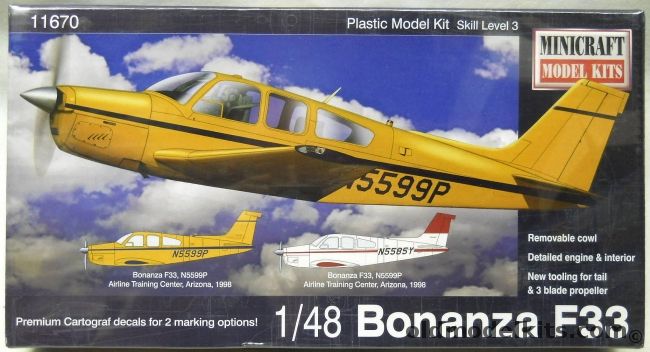 Minicraft 1/48 Beechcraft Bonanza F33, 11670 plastic model kit