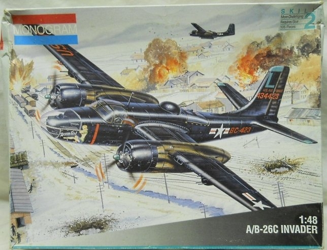 Monogram 1/48 A/B-26C Invader - With Aeromaster Decal Set And A-26 Invader In Action Book, 5508 plastic model kit